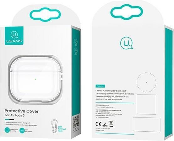 Image du produit Usams Etui pour AirPods 3 przezroczysty czarny/tranparent black BH740AP02 (US-BH740) (Sac pour écouteurs)
