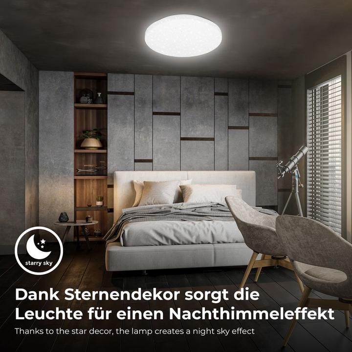 Produktbild B.K.Licht LED-Deckenleuchte, Sternenhimmel weiss, IP44 (1300 lm)