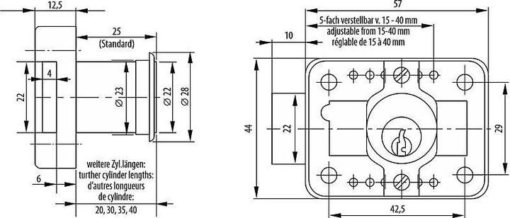 Image du produit Burg Wächter MZ 23 serrure batteuse cyl. multipoints, L 25 mm, laiton poli