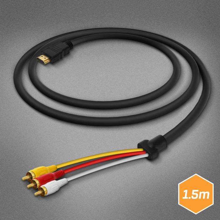 Produktbild LinQ HDMI auf 3x Cinch-Stecker männlich Videokabel by – Schwarz (1.50 m, HDMI)