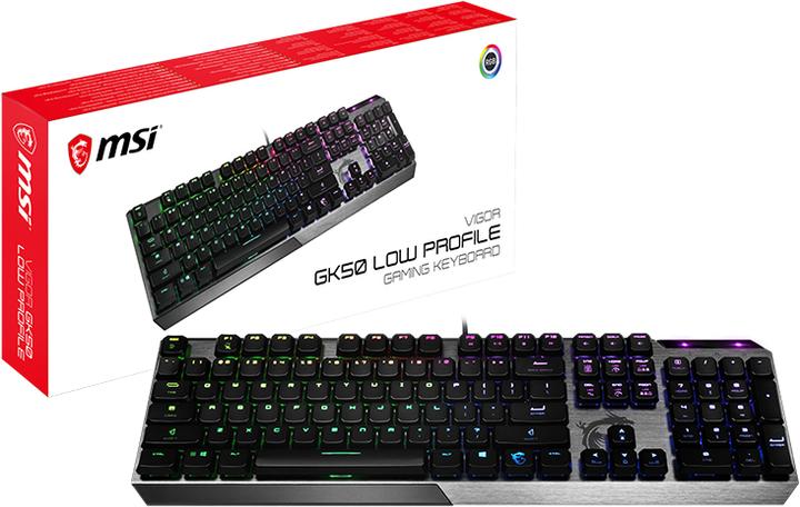 Image du produit MSI Vigor GK50 Low Profile Clavier USB QWERTY US anglais, Métallique (US, Filaire)