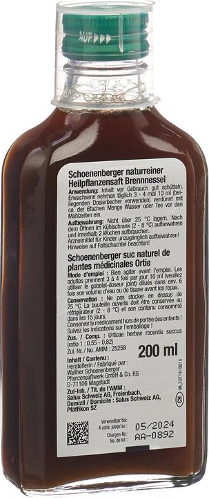 Produktbild Schönenberger Brennnessel Heilpflanzensaft Saft