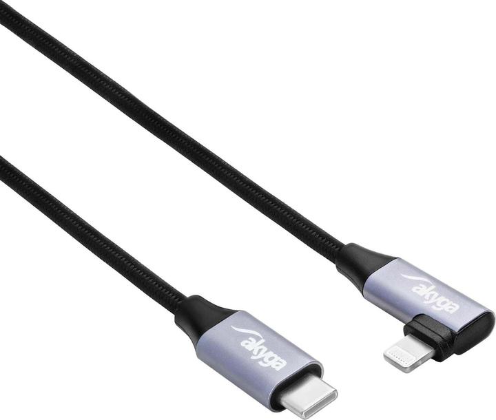 Produktbild Akyga USB-Kabel USB-C® Stecker, Apple Lightning Stecker 30 cm Schwarz AK-USB-5 (0.30 m, USB 2.0, 30 W)