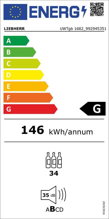 Label énergétique Liebherr UWTgb 1682-21 Rafraîchisseur à vin Intégré 34 bouteille(s)