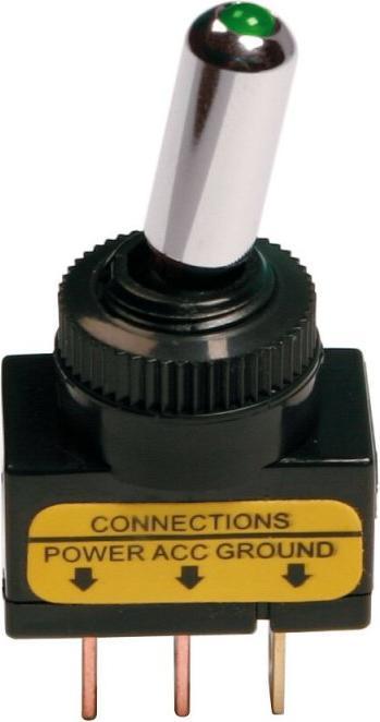 Lampa Kippschalter, 3 Kontakte - 12/24V - Grün - 20A