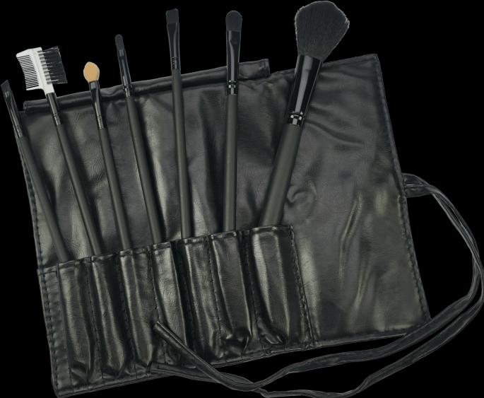 Pinsel-Set, 7-teilig, schwarz mit Synthetik-Haar in Rolle Masse: offen ca. 23 x 18 cm (Set)