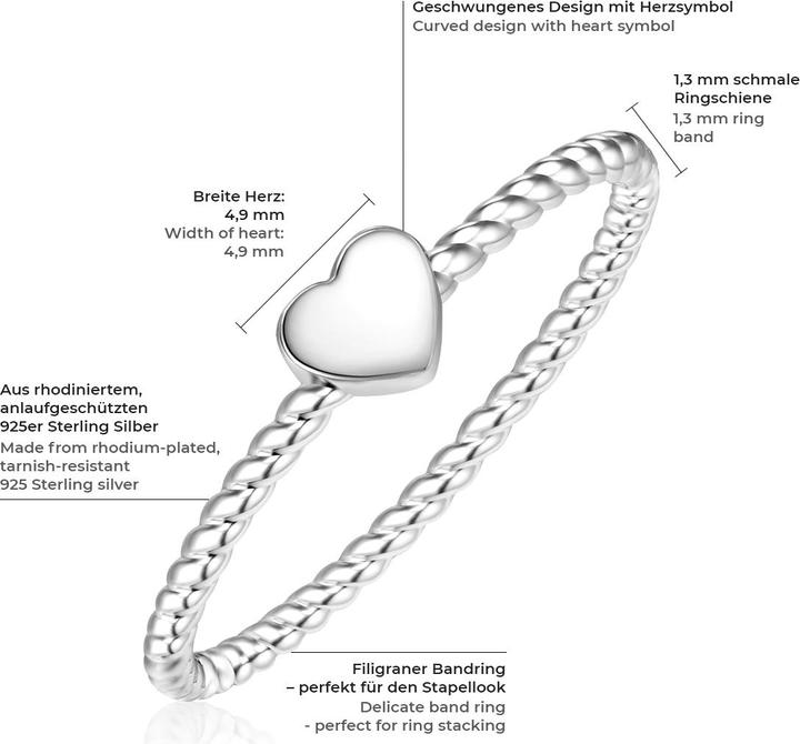 Produktbild Glanzstücke München Damen Herz Sterling Silber silber - 10098 (54, 925 Silber)