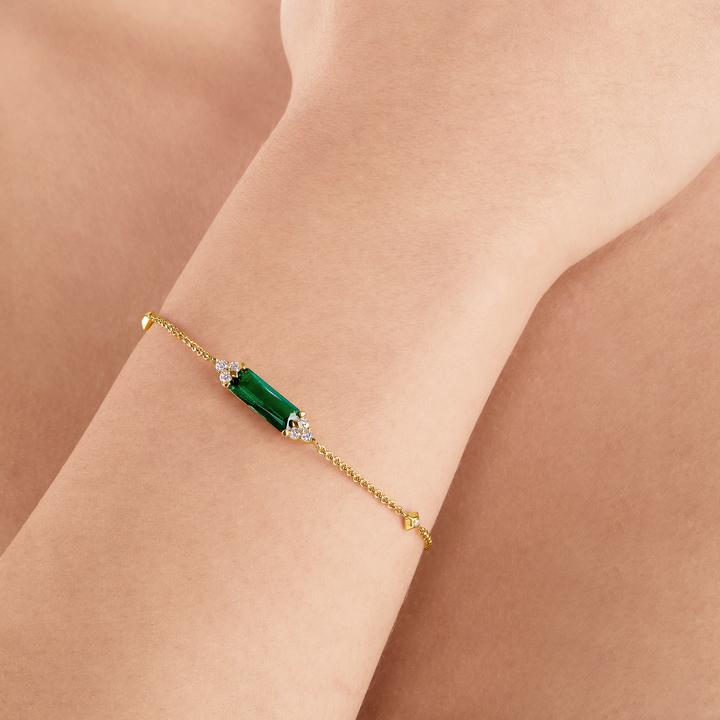 Actual product image Thomas Sabo Bracelet Green Stone Gold (19 cm, 750 yellow gold gilding, 925 sterling silver)