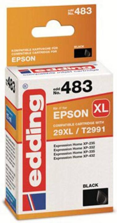 Actual product image Edding Ink cartridge replaces Epson T29XL (T2991) Compatible single Black EDD-483 18-483 (FC)