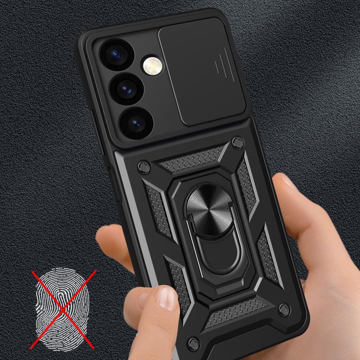 Produktbild Hurtel Hybrid Armor Camshield Panzerhüllemit Kameraabdeckung – Schwarz (Samsung Galaxy S24+)