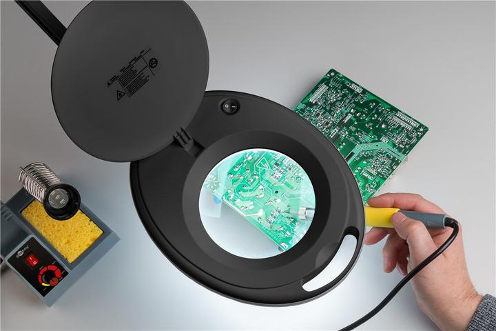 Image du produit Goobay Lampe loupe à pince à LED, 8 W, noire (650 lm)
