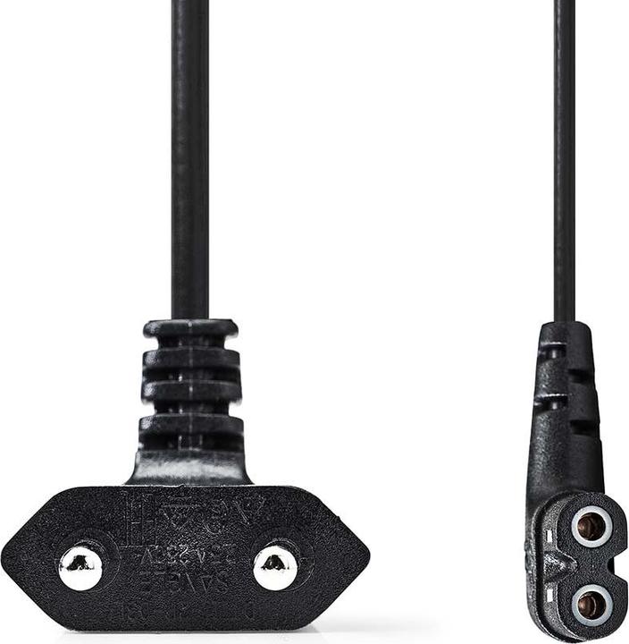 Produktbild Nedis Stromkabel | Euro Männlich | IEC-320-C7 | Abgewinkelt | Links abgewinkelt | Vernickelt | 2.00 (2 m, IEC 320)
