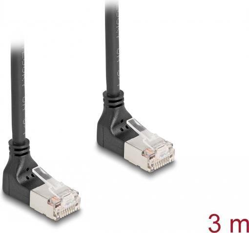 Actual product image Delock RJ45 network cable Cat.6A S/FTP Slim 90° bottom / bottom (S/FTP, CAT6a, 3.30 m)