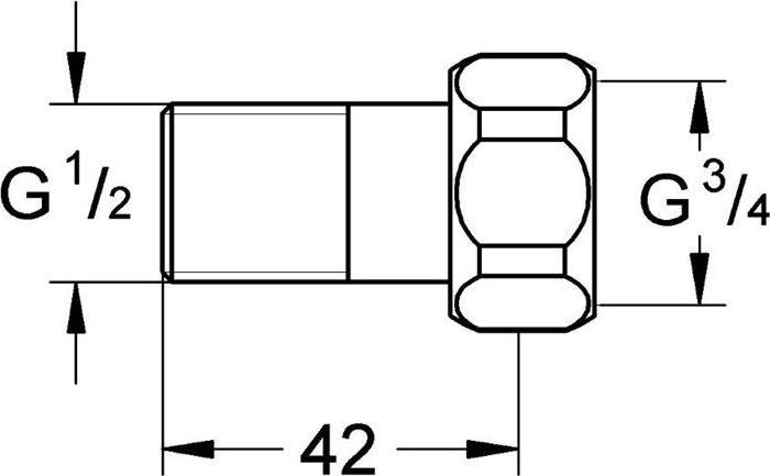 Actual product image Grohe Connection straight 3/4inchx1/2inch male, chrome