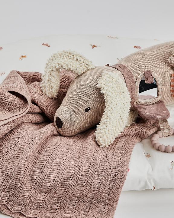 Actual product image Smallstuff - Baby blanket, fishbone, merino wool - Powder - 80x100 cm (70007-83) (80 x 100 cm)