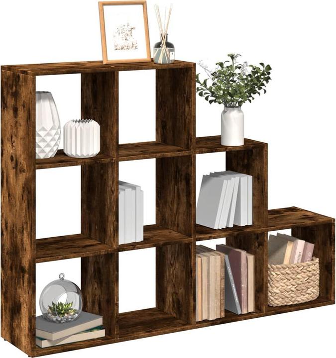 Actual product image VidaXL Room divider Bookcase Standing shelf Staircase shelf 3 steps Smoked oak (137.5 x 29 x 103.5 cm)