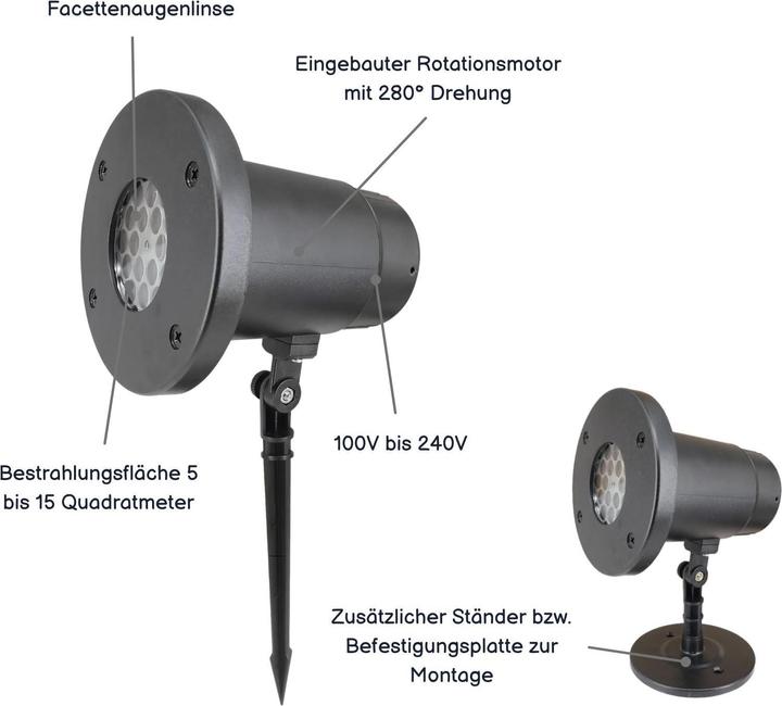 Produktbild Hermex Outdoor-Schneeflocken-Projektor Beamer Videoprojektor LED-Projektorlampe