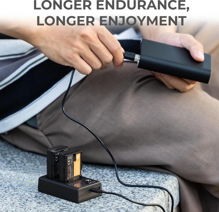 Actual product image K&F Concept LPE6NH Digital Camera LED Dual Channel Charger with Type C Charging Cable (Camera battery charger)