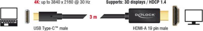 Produktbild Delock USB Typ C — HDMI (Typ A) (3 m, HDMI, USB Typ C)