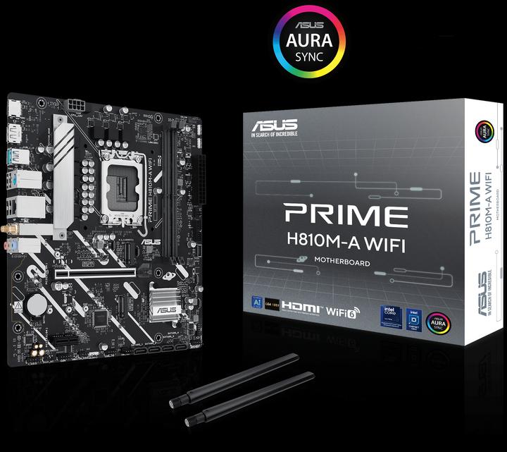 Actual product image ASUS PRIME H810M-A WIFI (LGA 1851, Intel H810, uATX)