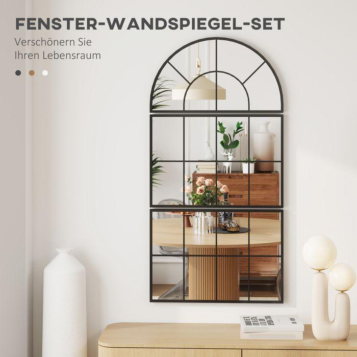 Produktbild Swisshandel24 Wandspiegel dreiteilig, bogenförmiger Spiegel mit Metallrahmen Schwarz (76 x 53 cm)
