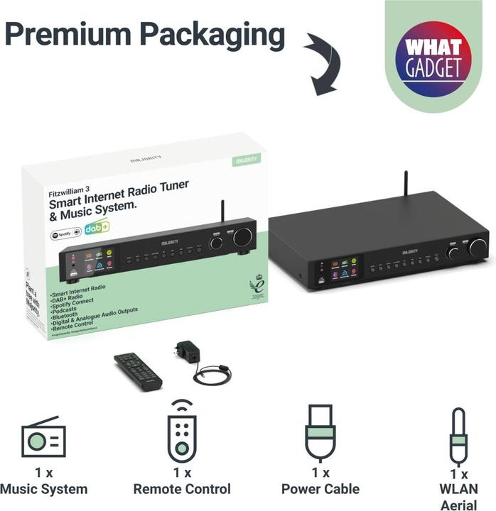 Produktbild Majority Fitzwilliam 3 Black (FM, DAB+, Bluetooth, WLAN)