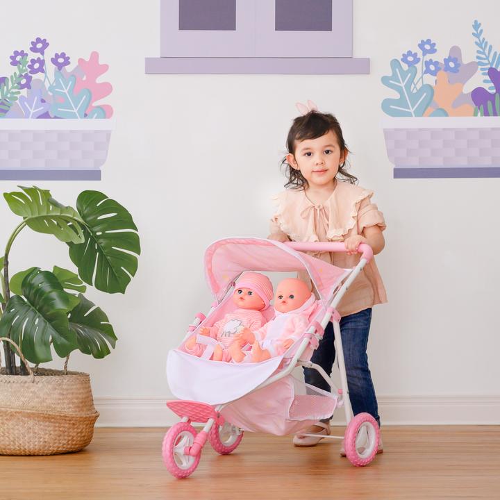 Produktbild Teamson Olivia's Little World Doppel Twin Puppen Kinderwagen Puppenwagen Rosa OL-00012
