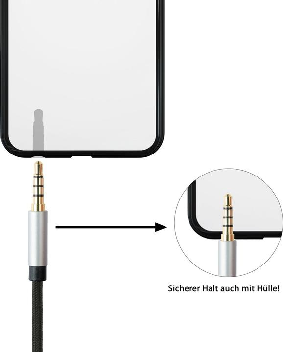 Image du produit Python Câble de connexion audio de haute qualité, prise jack 3,5mm à 4 pôles vers prise jack coudée, Texti (3 m, Jack 3,5 mm (AUX))