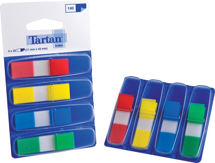 Immagine prodotto Tartan Index Mini strisce adesive, 11x43 mm, rosso, giallo, blu, verde, 4 x 35 strisce iSpender