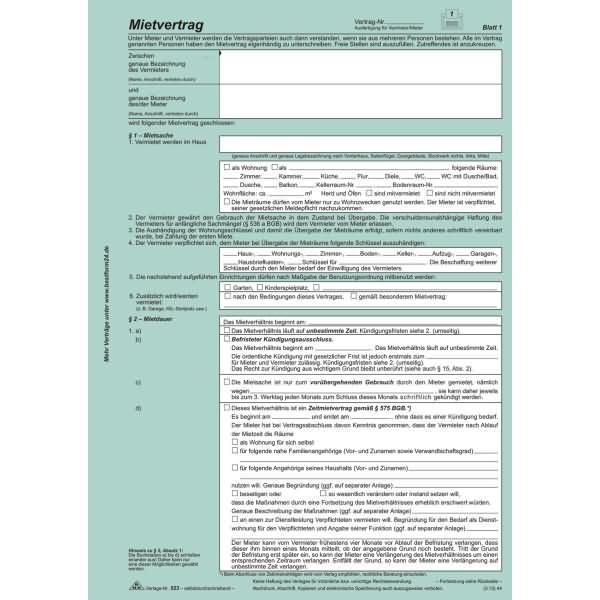 Produktbild Rnk Verlag Vordruck "Universal-Mietvertrag fr Wohnungen" (4 x)
