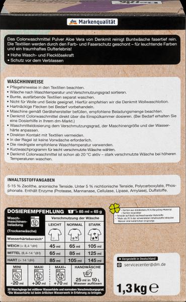 Produktbild dm Denkmit Colorwaschmittel Pulver Aloe Vera
