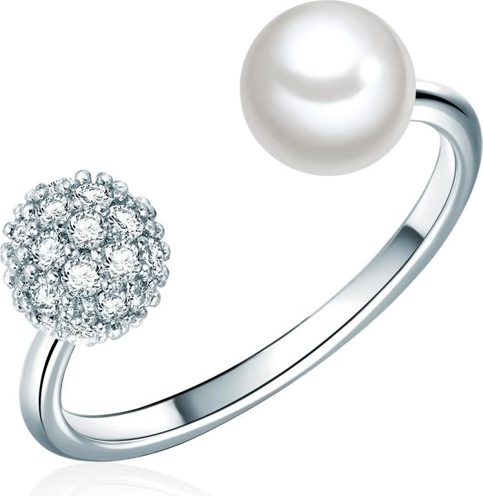 Lulu & Jane Damen Messing Zirkonia Muschelkernperle silber - 29445
