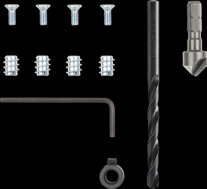 Image du produit wolfcraft Kit de réparation pour charnière invisible – côté caisson, 11 pièces