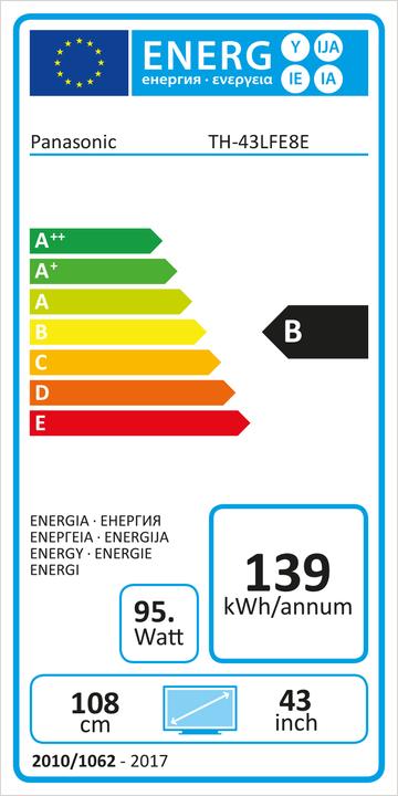 Energy Label Panasonic TH-43LFE8E Public Display (1920 x 1080 pixels, 43")