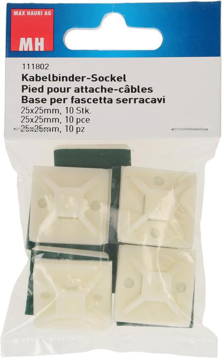 Actual product image Max Hauri Mounting base white 25 mm x 25 mm (Plastic cable ties, 25.25 mm, 10 pcs.)
