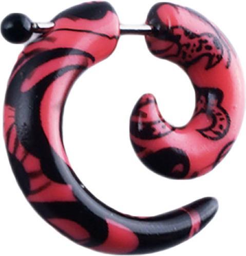 Star Piercing Fake Spirale pink mit schwarzer Bemalung (Acryl, ohne Messing)