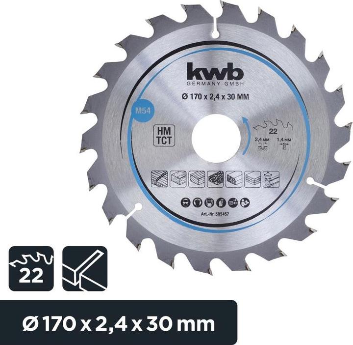 Produktbild kwb Kreissägeblatt HM Mittel Ø 170x30 Z22