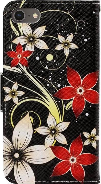Productafbeelding Cover-Discount iPhone SE / 8 / 7 - Leren Hoesje Hoesje Rood Bloemen (Apple iPhone 7, Apple iPhone 8)