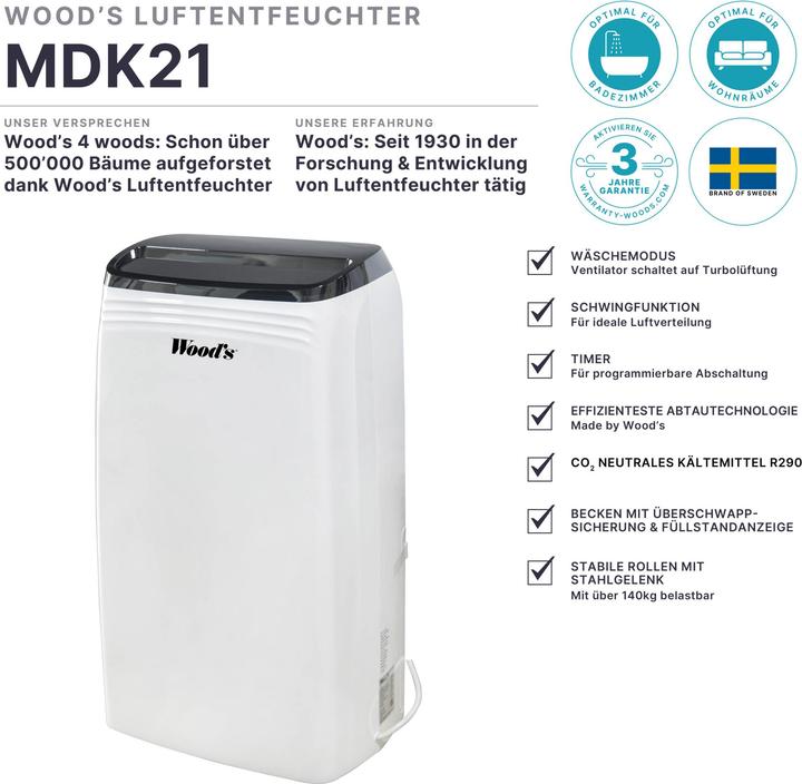 Actual product image Wood's MDK21 (70 m², 20 l/24h)