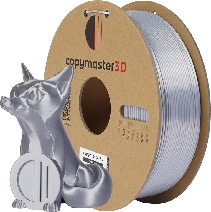 Actual product image Copymaster3D PLA Silk Filament for 3D Printer, 1.75 mm, Silver (PLA, 1.75 mm, Silver)
