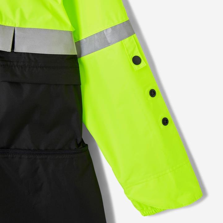Produktbild Btwin Fahrrad Regenponcho Sichtbarkeit Tag und Nacht Kinder schwarz/neongelb (140)