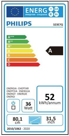 Energie-Label Philips E-line 323E7QDAB/00 (1920 x 1080 Pixel, 31.50")