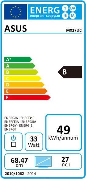 Energy Label ASUS Mx27uc (3840 x 2160 Pixels, 27")