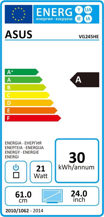 Energie-Label ASUS Vg245he (1920 x 1080 Pixel, 24")