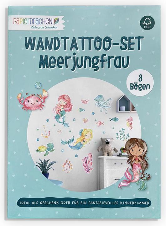 Papierdrachen Tatuaggi da parete - Sirena - Set 1 (2 x 22 x 32 cm)