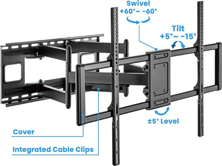 Image du produit Manhattan Support TV mural 60"-120" 120kg FullMotion (Mur, 120", 120 kg)