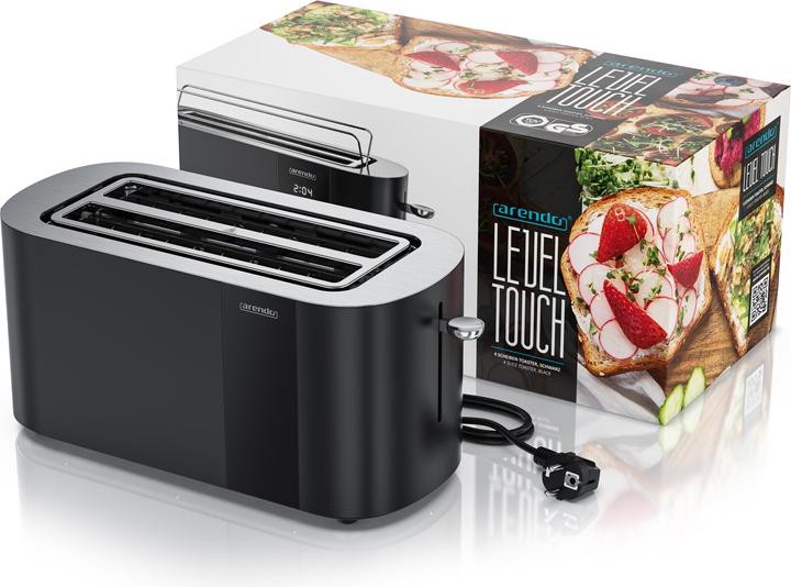 Produktbild Arendo Toaster Edelstahl 4 Scheiben Langschlitz, Restzeit & Bräunungsgradanzeige, Touch Display, 1500 W (EU-Stecker)