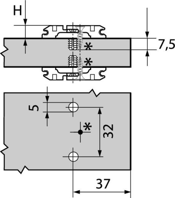 Actual product image Blum Cross mounting plates CLIP Centre wall mounting