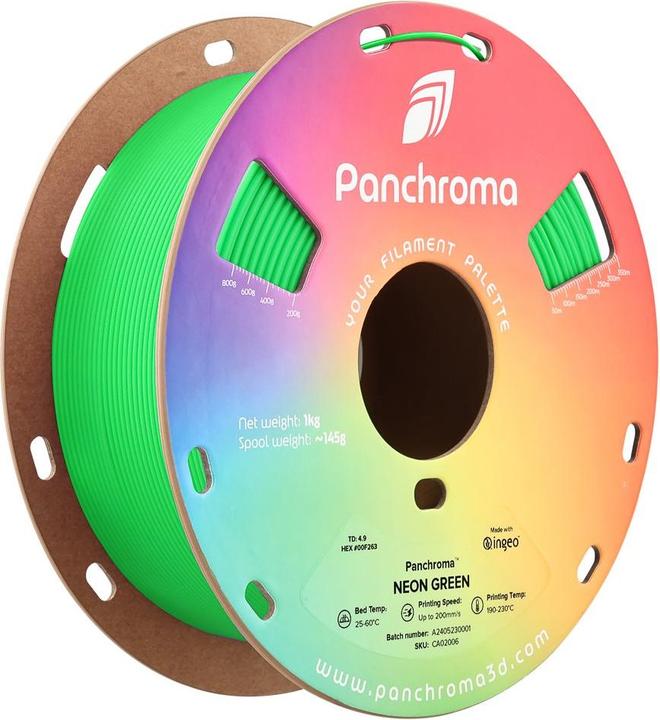 Actual product image Polymaker Panchroma™ PLA Neon (PLA, 1.75 mm, 1000 g, Green)