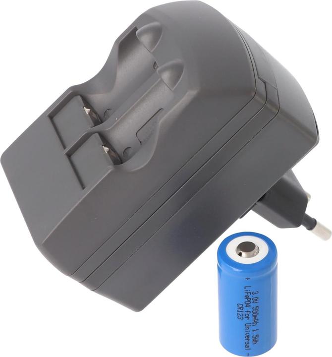 Image du produit AccuCell CR123A Chargeur double avec 2 batteries Li-ion CR123A incluses (2 pcs, CR123A, 500 mAh, Piles rechargeables + chargeur)